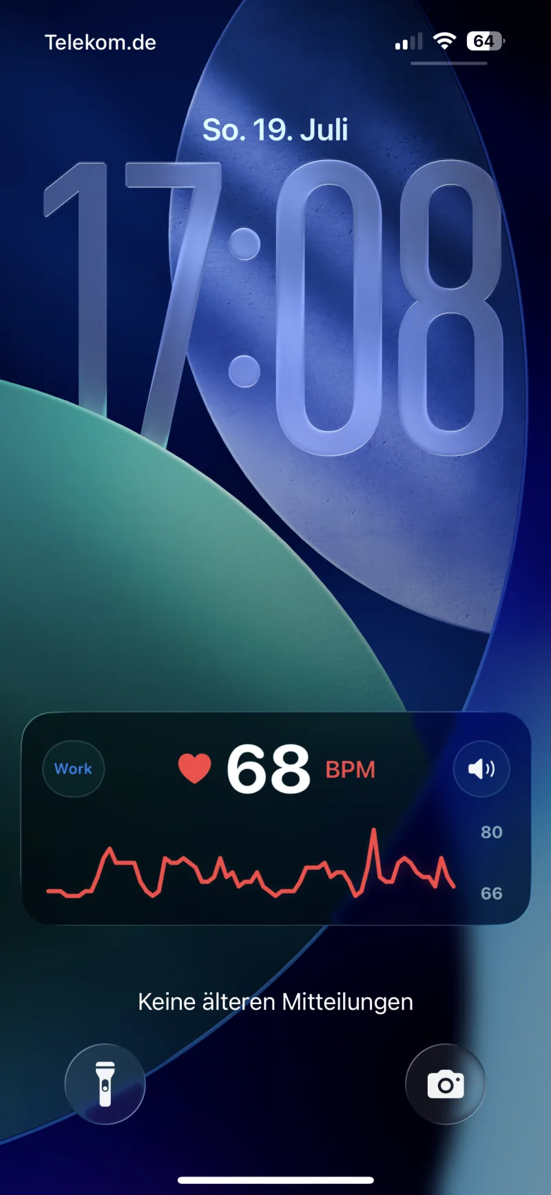 Actividad en vivo de AirPulse con la frecuencia cardíaca y el gráfico en la pantalla de bloqueo del iPhone